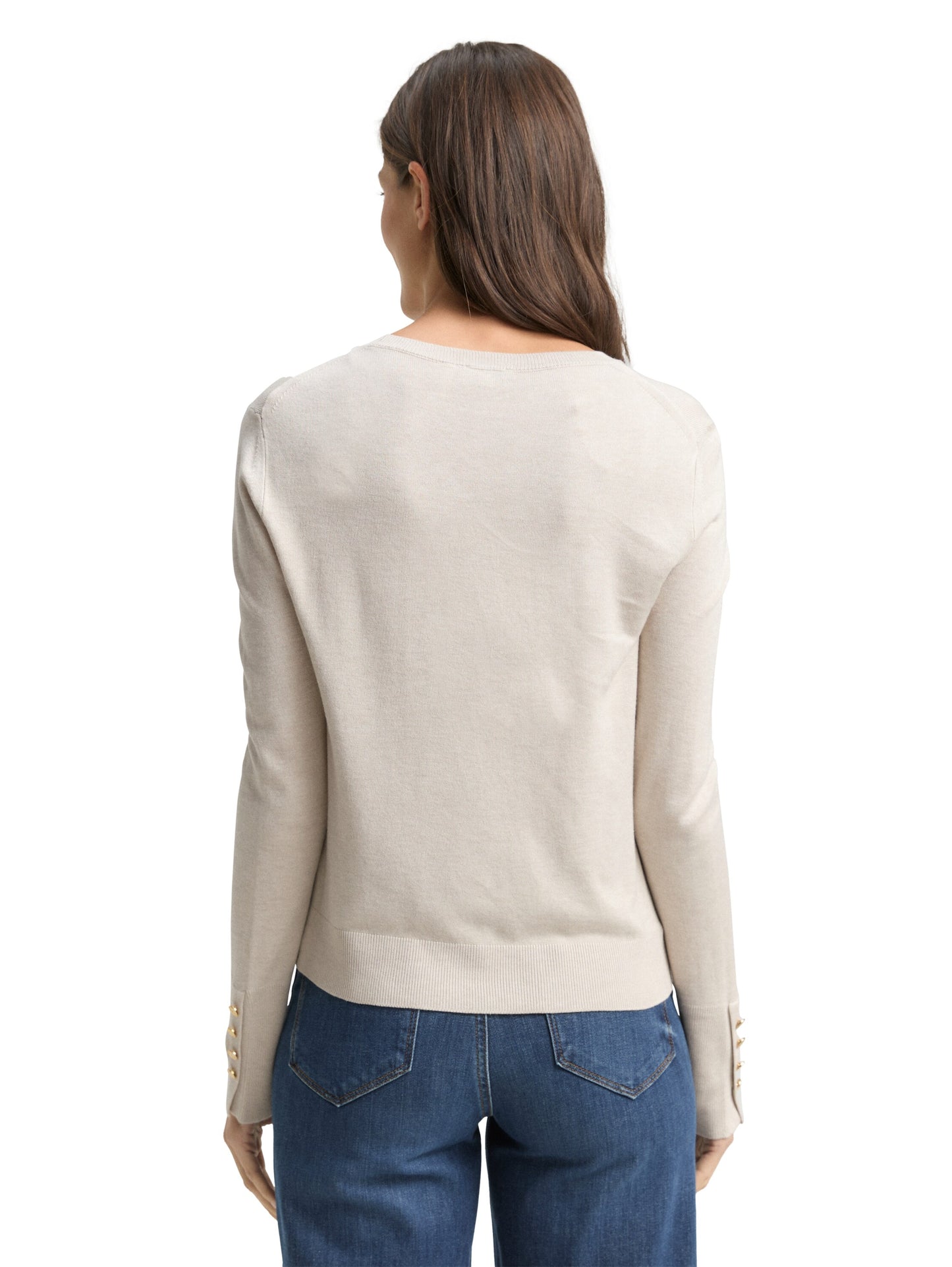 knit crew-neck with button det - 1049125