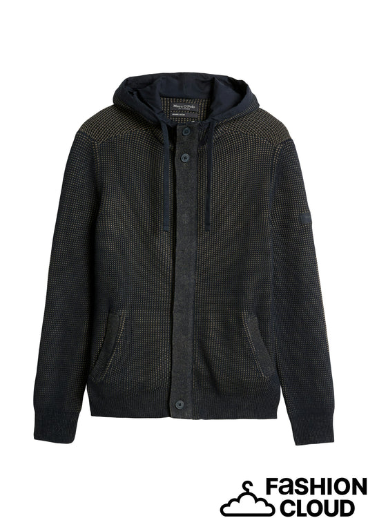 Jacket with hood- and structure-mix - 620502261268