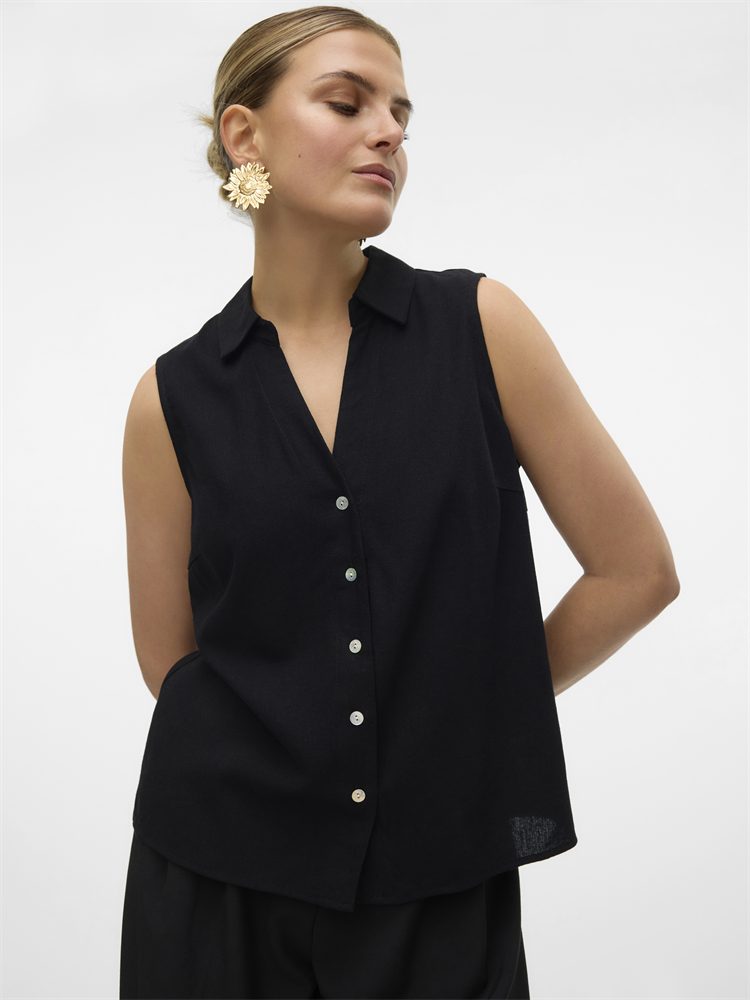 VMMYMILO SL V-NECK SHIRT WVN  GA BO - 10303648