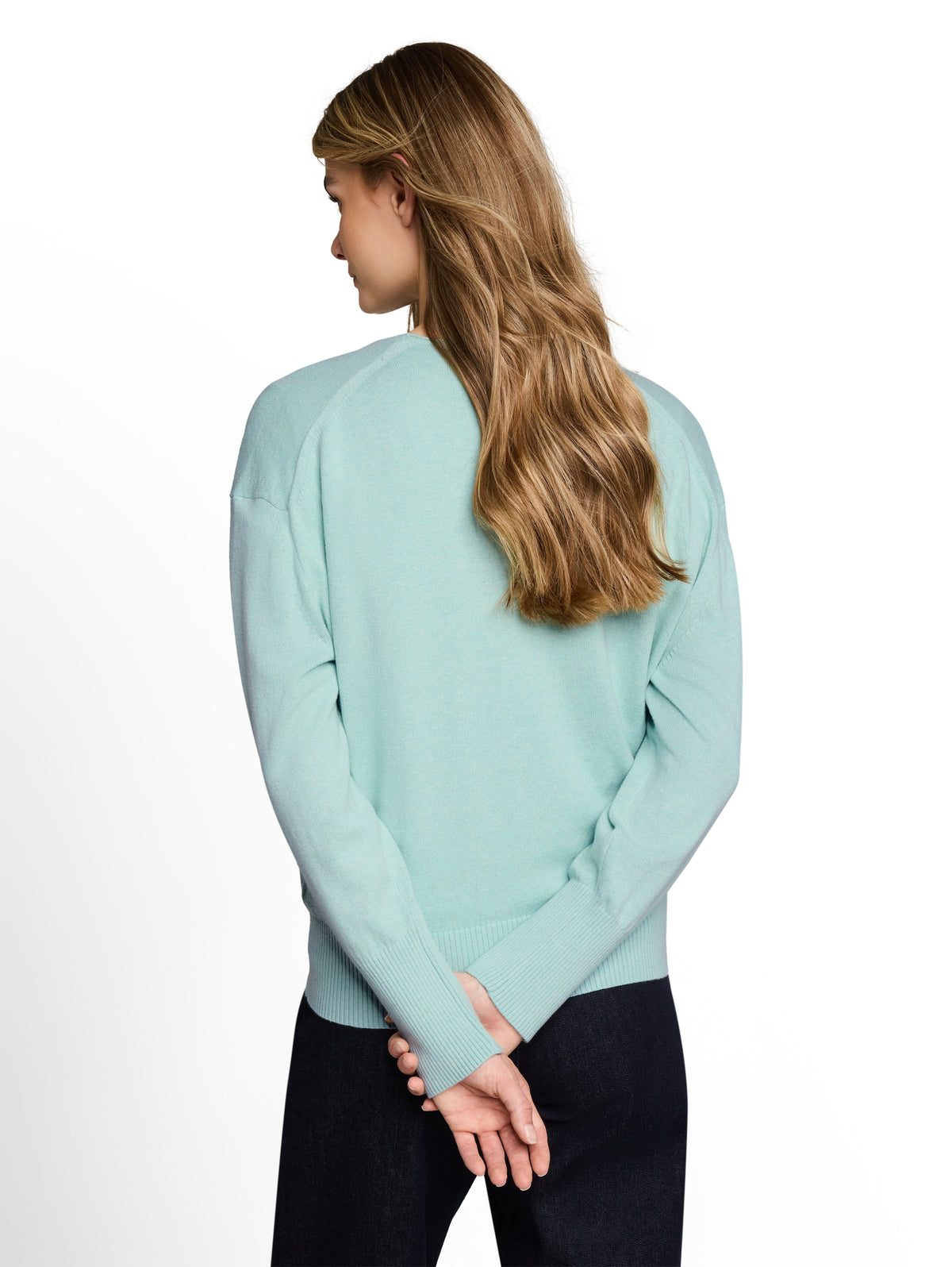 knit cashmere blend v-neck swe - 1053396