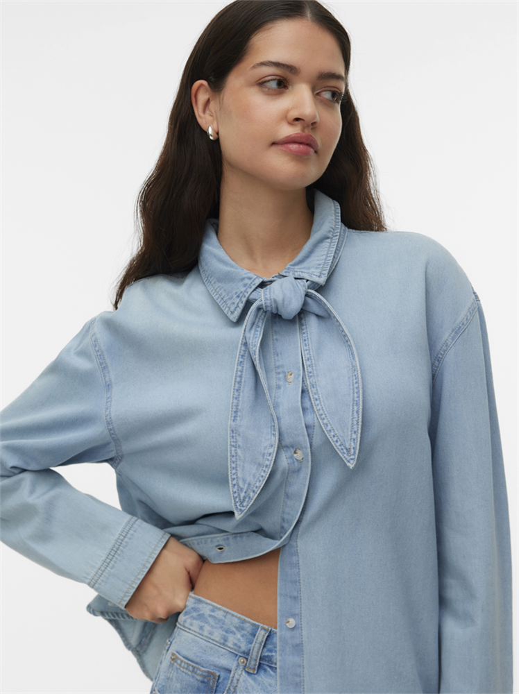 VMVIONETTE LS DENIM BOW SHIRT YO327 - 10346826