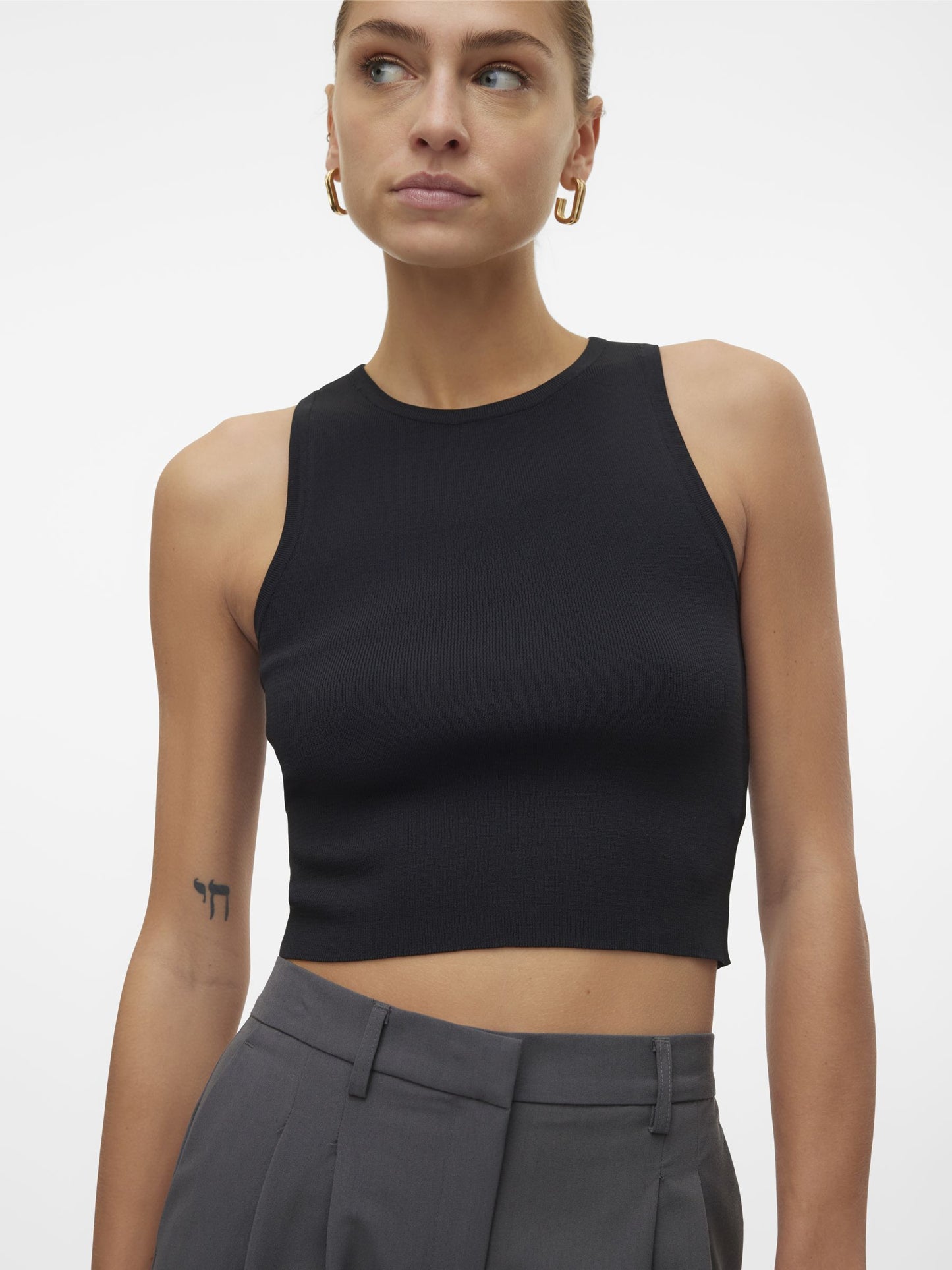 VMGINNY SL O-NECK CROP TOP NOOS - 10300339