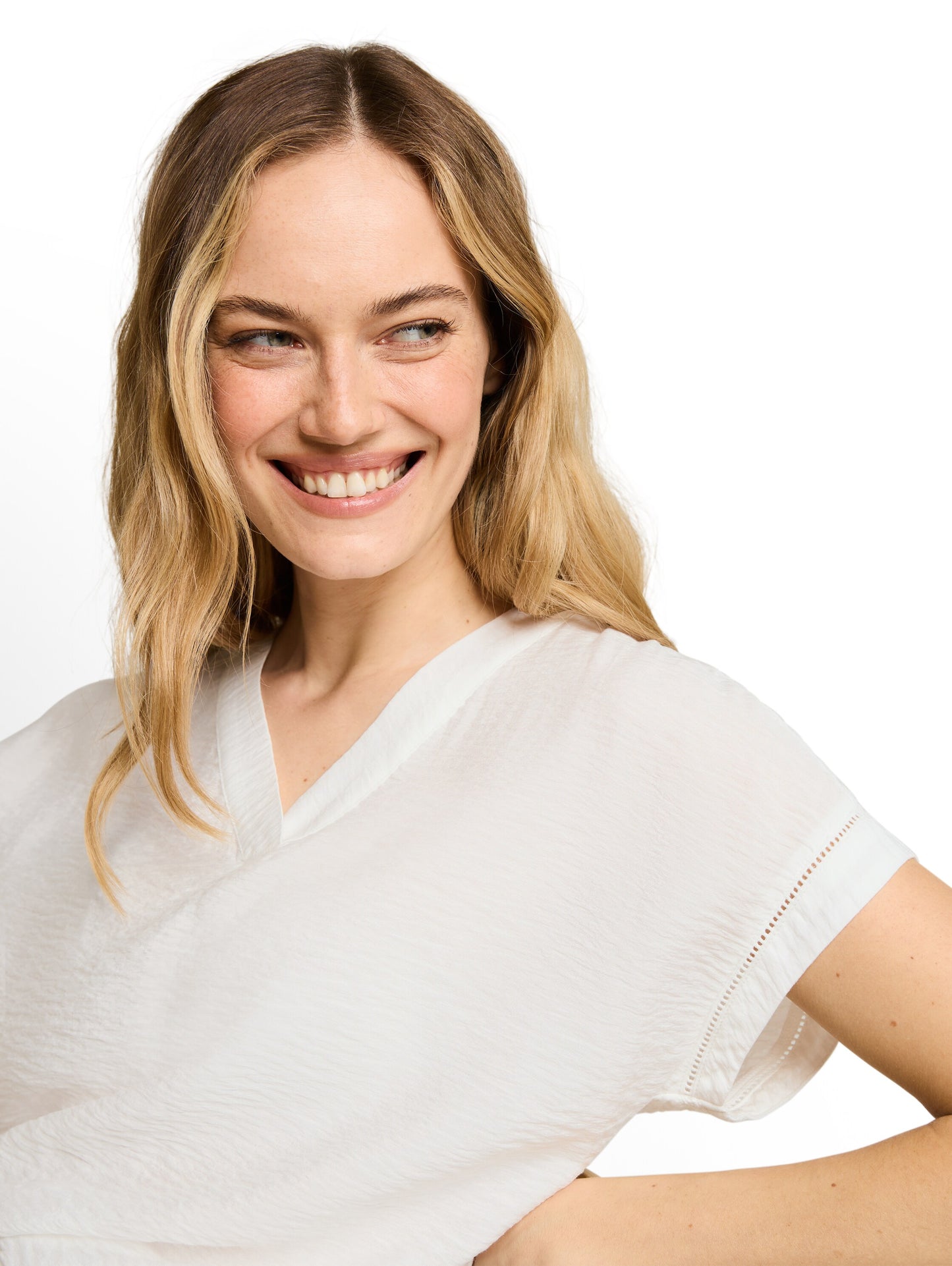 blouse solid v-neck - 1051077
