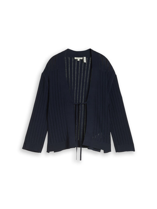 Knit crispy cardigan with bow - 1051347
