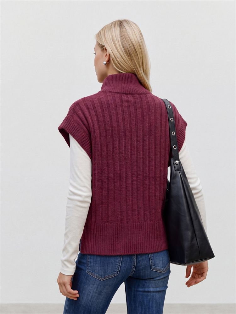 VMBANG RIB SL HIGHNECK ZIPPER VEST - 10347170