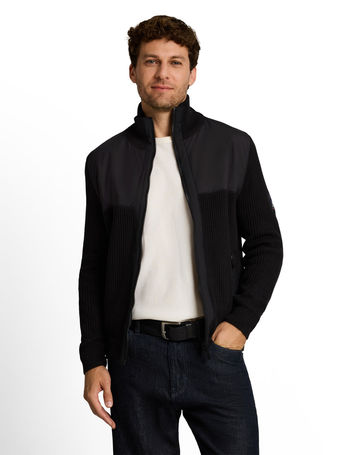 zip jacket knit with fabric mi - 1052242