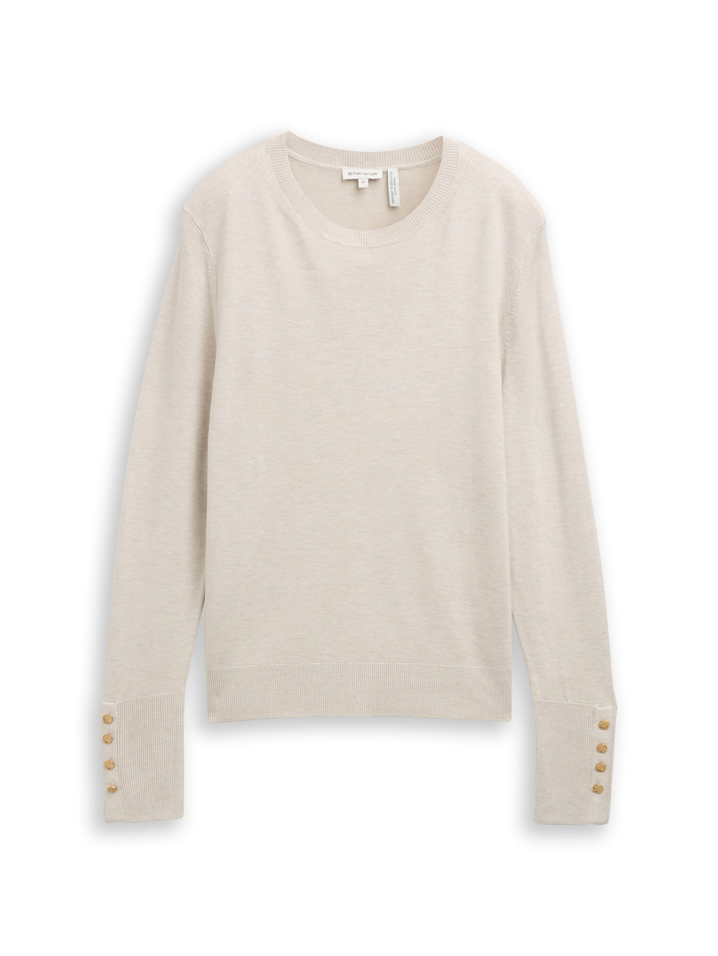 knit crew-neck with button det - 1049125