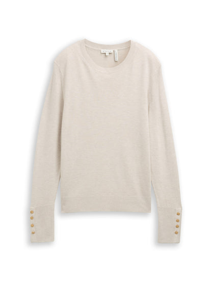 knit crew-neck with button det - 1049125