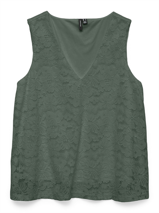 VMHONEY LACE SL V-NECK TOP WVN GA - 10330053