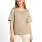 T-shirt with embroidered sleev - 1052152