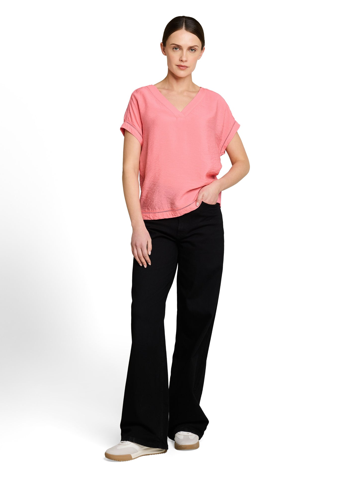 blouse solid v-neck - 1051077
