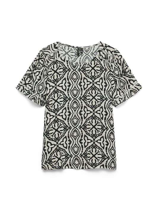 VMMENNY LACE SS TOP WVN GA - 10341542