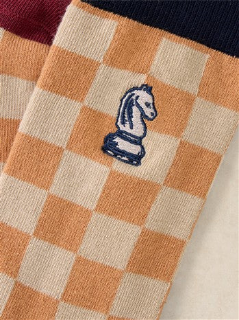 CHECKERBOARD EMBRODIERY SOCK - 446803