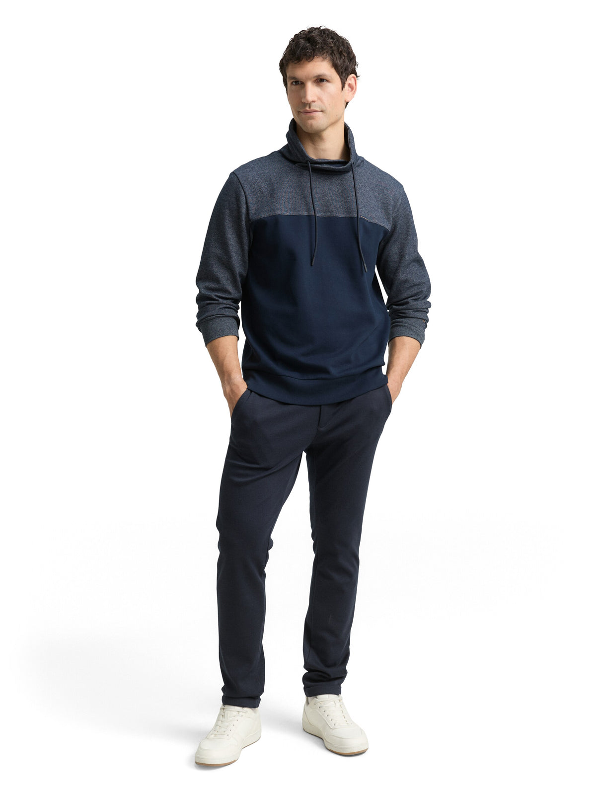 fine striped snood sweatshirt - 1048636