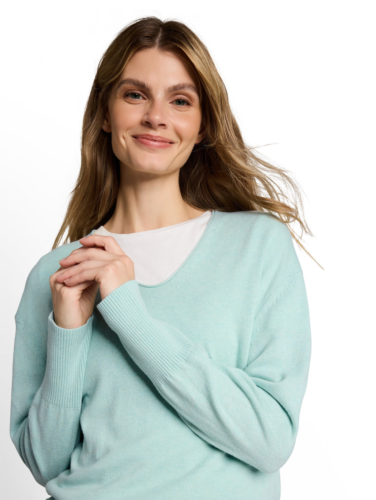 knit cashmere blend v-neck swe - 1053396