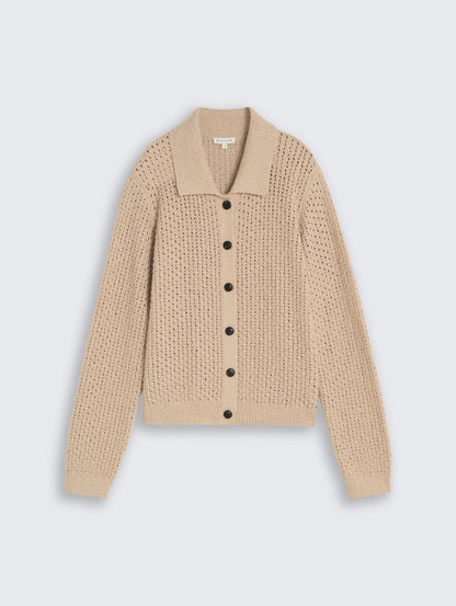 Knit cardigan with collar - 1051363