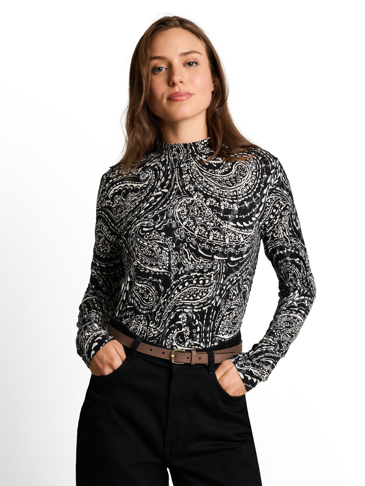 T-shirt mock neck alloverprint - 1052897