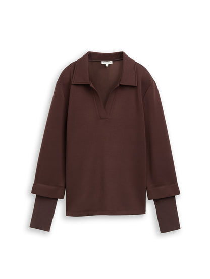 Sweatshirt scuba Polo with rib - 1053423