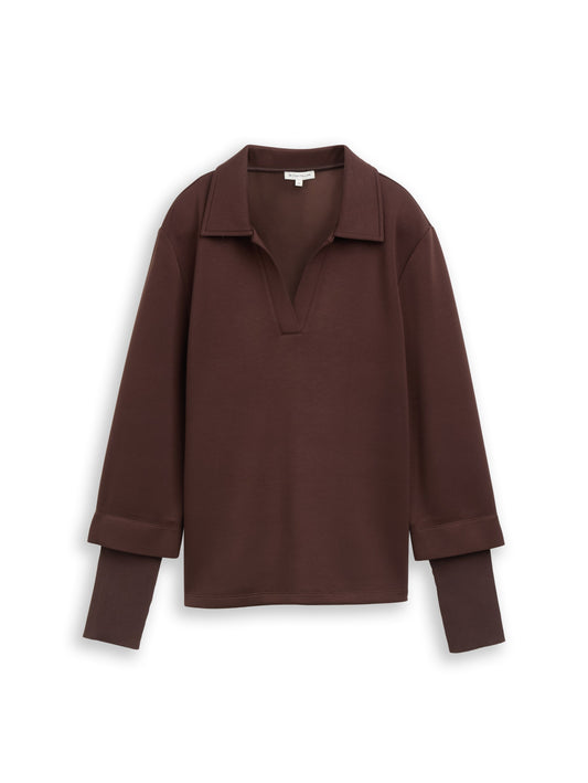 Sweatshirt scuba Polo with rib - 1053423