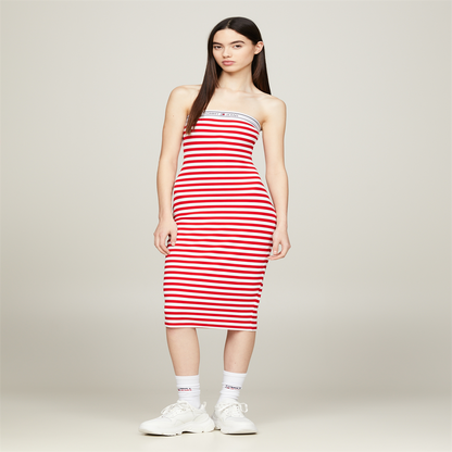 TJW LOGO TAPE STRIPE TUBE DRESS - DW0DW17922