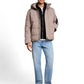 hooded texture mix puffer jack - 1052361