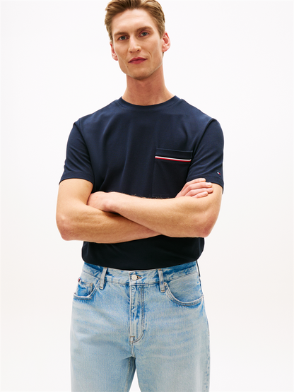 GLOBAL STRIPE PIQUE POCKET TEE - MW0MW42397