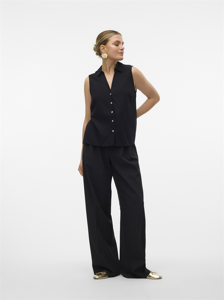 VMMYMILO SL V-NECK SHIRT WVN  GA BO - 10303648