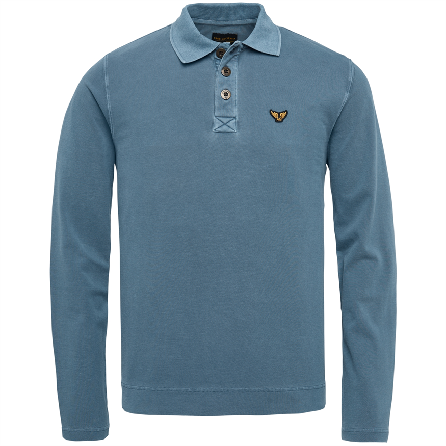 Long sleeve polo pique garment dye - PPS2211817